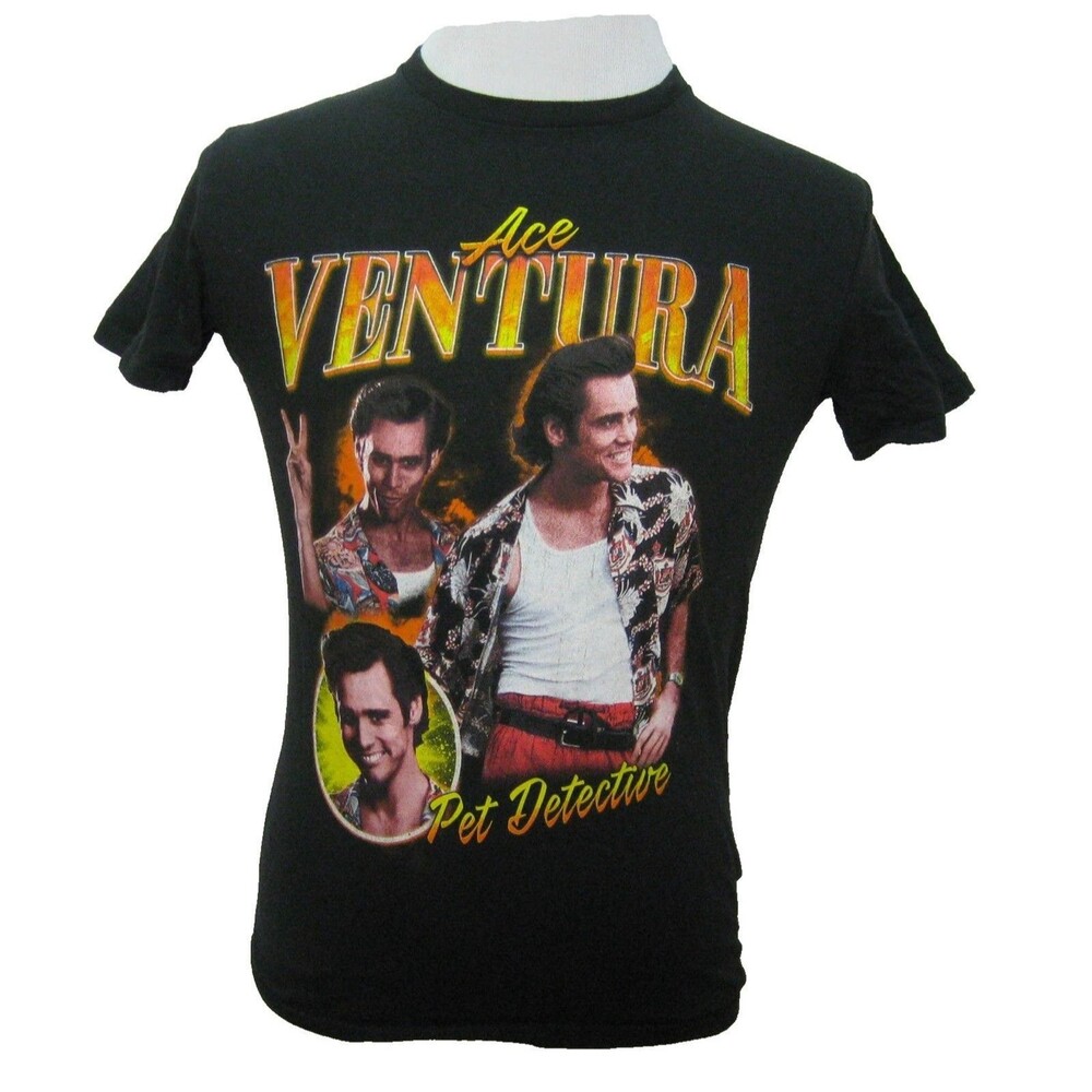 Ace Ventura T-Shirt Mens Black Short Sleeve Graphic Jim Carrey Movie 100% Cotton